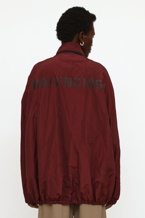 Balenciaga Burgundy Logo Raincoat