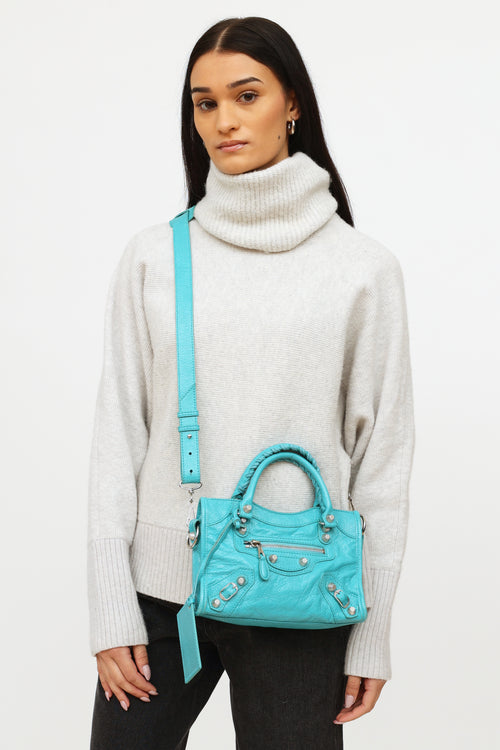 Balenciaga Teal Agneau Mini City Bag