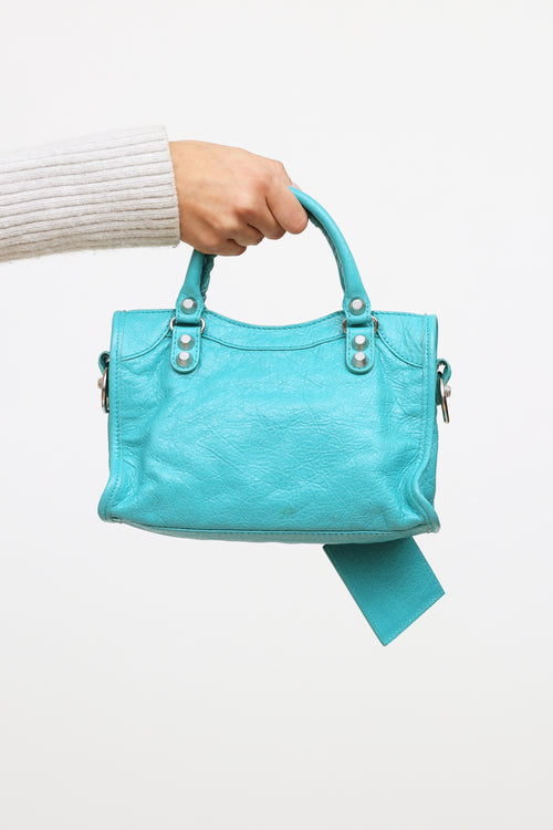 Balenciaga Teal Agneau Mini City Bag