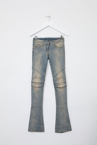 Balmain Tall Lightwash Biker Denim Jeans