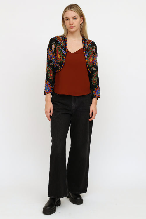 VSP Archive Black Multi Beaded Paisley Cropped Jacket