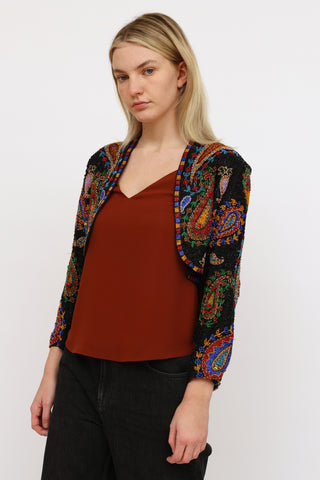 VSP Archive Black Multi Beaded Paisley Cropped Jacket