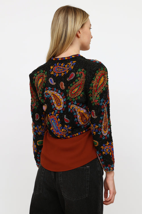 VSP Archive Black Multi Beaded Paisley Cropped Jacket