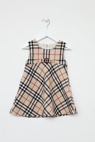 Kids Beige Check Dress