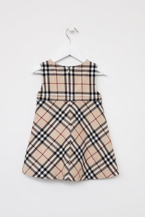 Kids Beige Check Dress