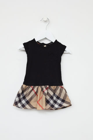 Burberry Kids Black Ruffled Check Dress