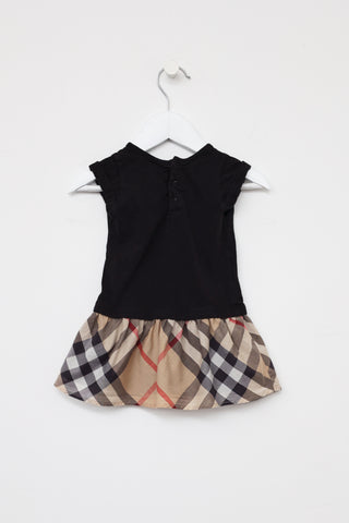 Burberry Kids Black Ruffled Check Dress