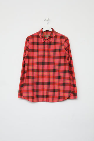 Burberry Pink Button-Up Plaid Shirt