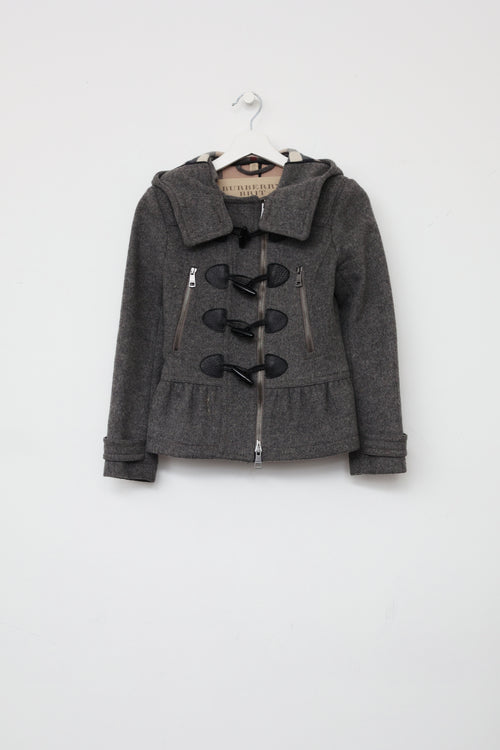 Burberry Grey Cropped Toggle Jacket