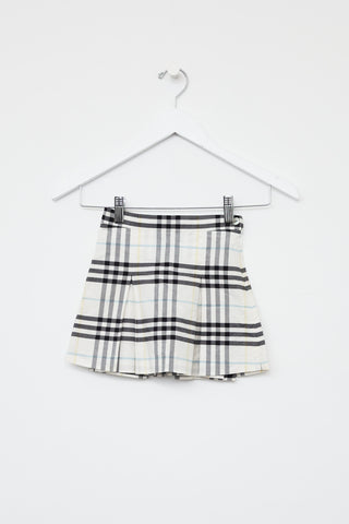 Kids Burberry White Plaid  Skirt