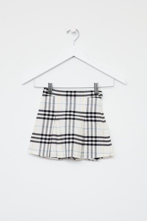 Kids Burberry White Plaid  Skirt