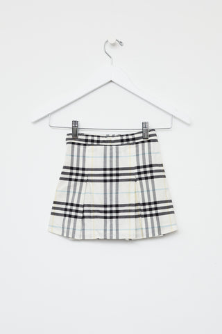 Kids Burberry White Plaid Skirt