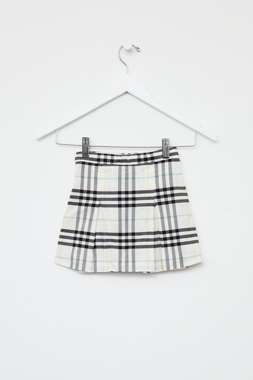 Kids Burberry White Plaid Skirt