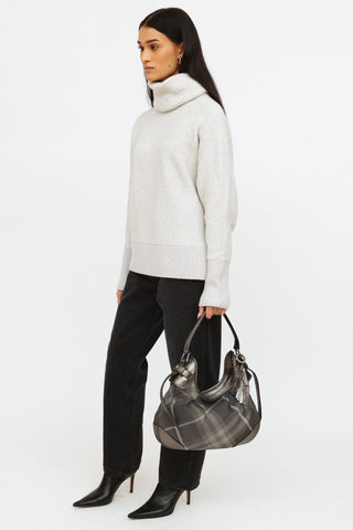 Burberry Grey Smoked Check Brooklyn Bag