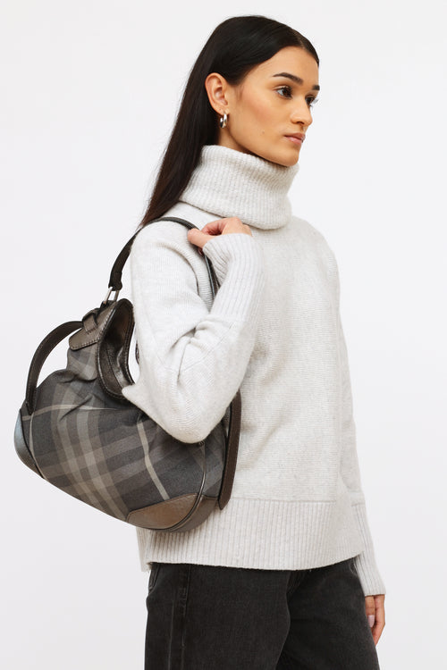 Burberry Grey Smoked Check Brooklyn Bag