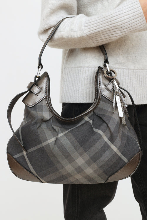 Burberry Grey Smoked Check Brooklyn Bag