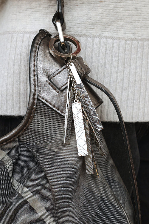 Burberry Grey Smoked Check Brooklyn Bag