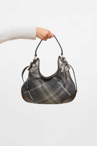 Burberry Grey Smoked Check Brooklyn Bag