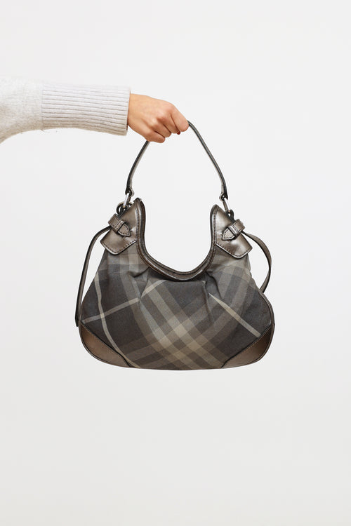 Burberry Grey Smoked Check Brooklyn Bag