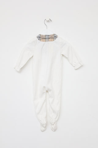 Burberry Kids White Check Onesie