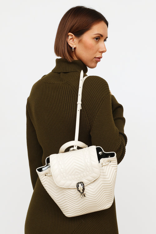 Bvlgari White Leather Serpenti Forever Backpack