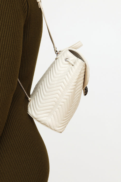 Bvlgari White Leather Serpenti Forever Backpack