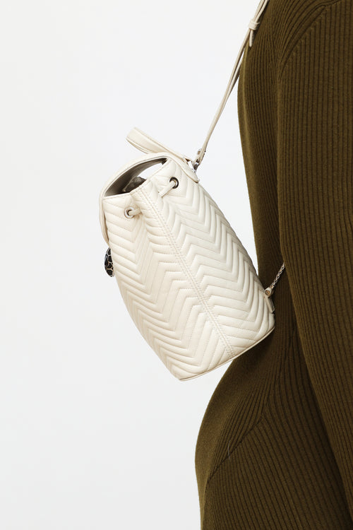 Bvlgari White Leather Serpenti Forever Backpack