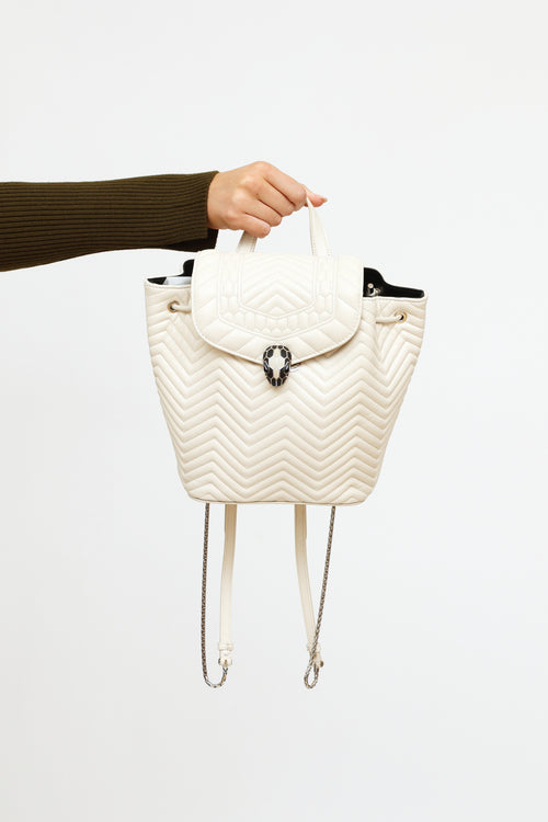 Bvlgari White Leather Serpenti Forever Backpack