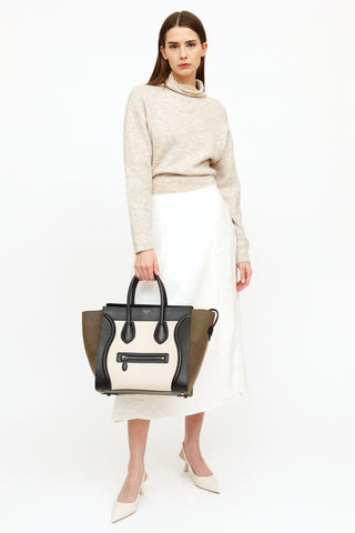 Celine Cream Olive 
Black Luggage Tote Bag