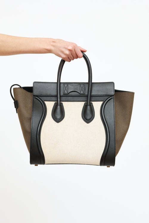 Celine Cream Olive 
Black Luggage Tote Bag