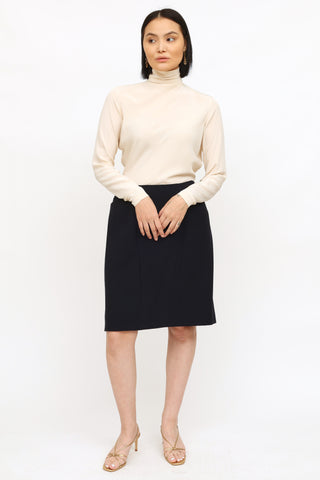 Chanel Navy Wool Pencil Skirt