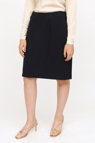 Chanel Navy Wool Pencil Skirt