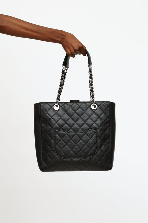 Chanel Black GST Quilted Caviar Leather Tote Bag