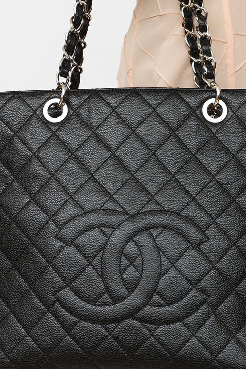 Chanel Black GST Quilted Caviar Leather Tote Bag