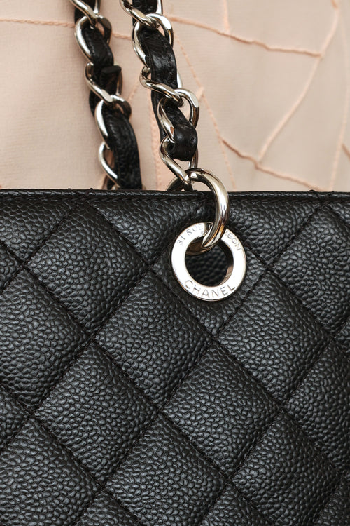 Chanel Black GST Quilted Caviar Leather Tote Bag