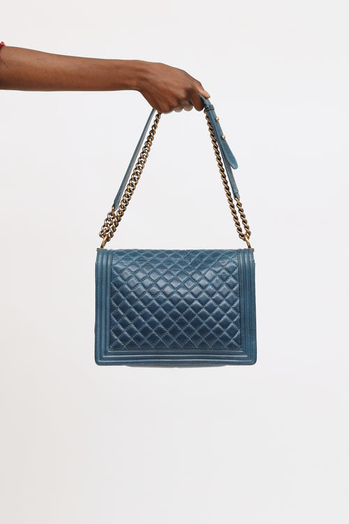 Chanel Blue Quilted XL Boy Bag