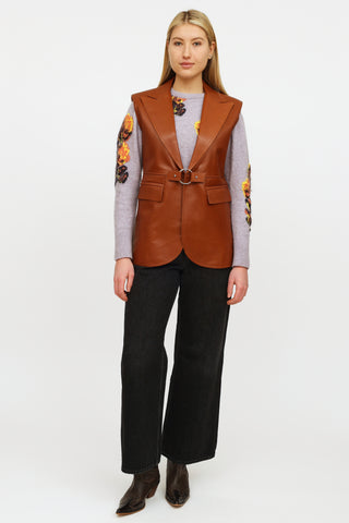 Chloé Brown Leather Buckle Vest