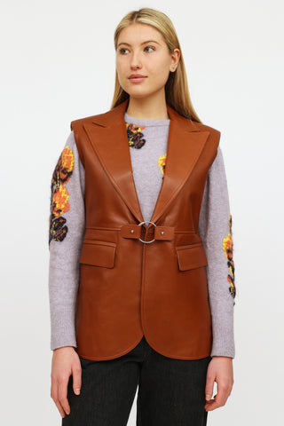 Chloé Brown Leather Buckle Vest