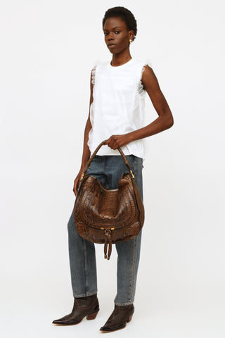 Chloé Brown Printed Large Marcie Satchel