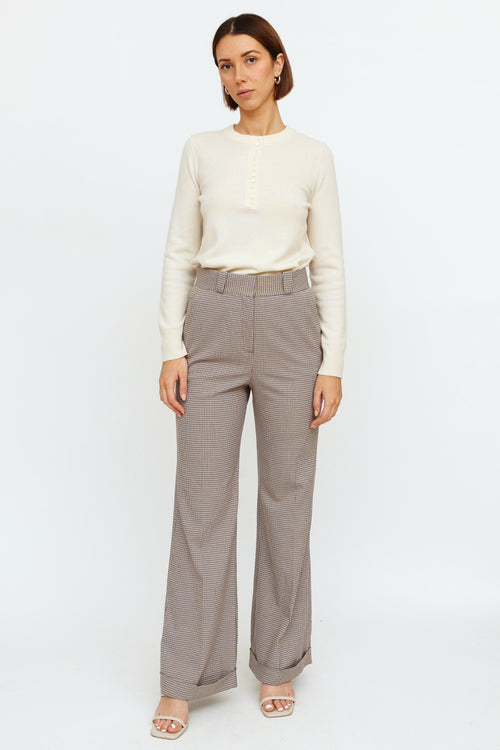 Chloé Mustard Navy 
White Plaid Trousers