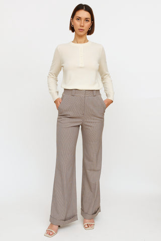 Chloé Mustard Navy 
White Plaid Trousers