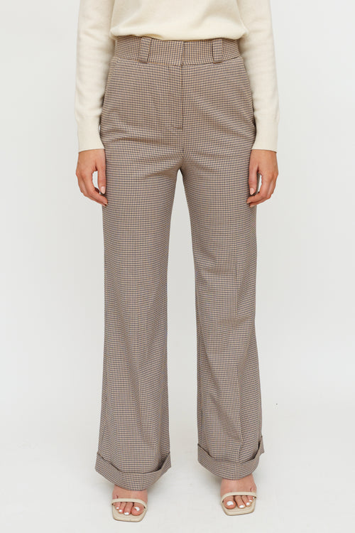 Chloé Mustard Navy 
White Plaid Trousers