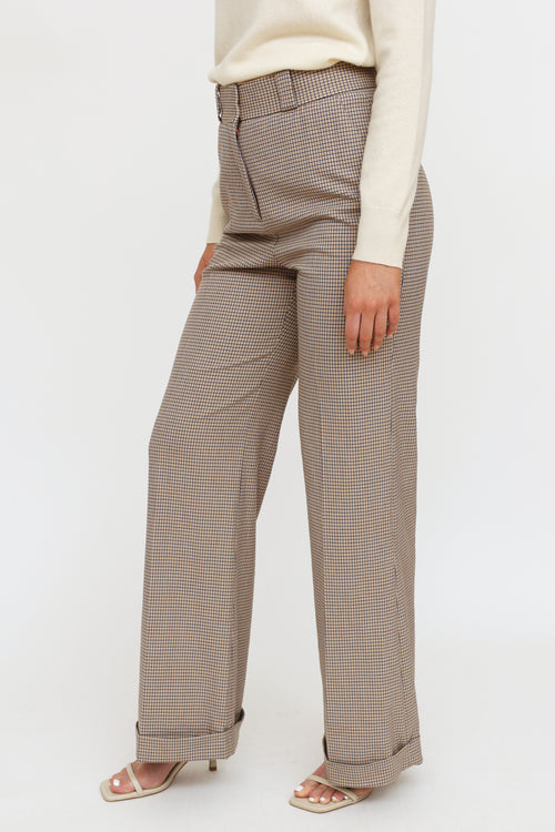 Chloé Mustard Navy 
White Plaid Trousers