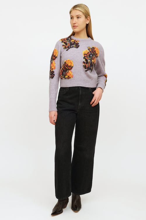 Chloé Purple 
Multicolour Floral Cropped Sweater