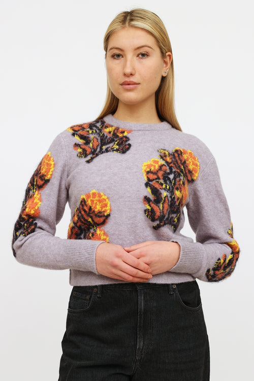 Chloé Purple 
Multicolour Floral Cropped Sweater