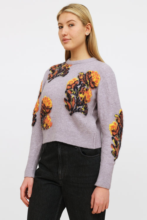 Chloé Purple 
Multicolour Floral Cropped Sweater