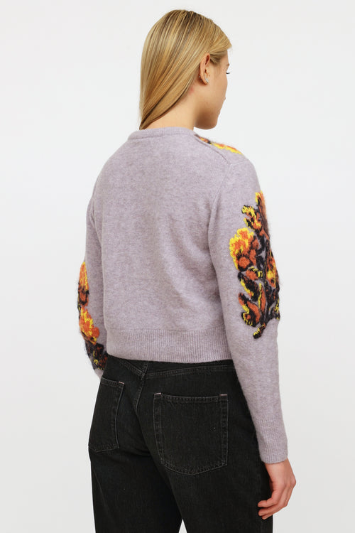 Chloé Purple 
Multicolour Floral Cropped Sweater