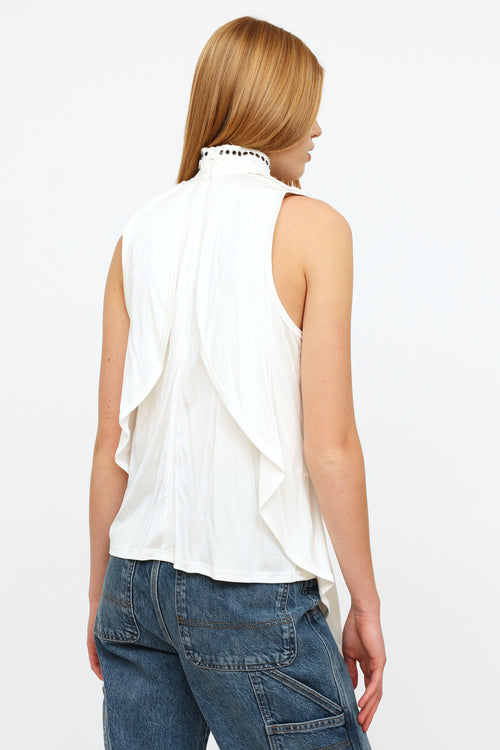 Chloé White Asymmetrical Grommet Top