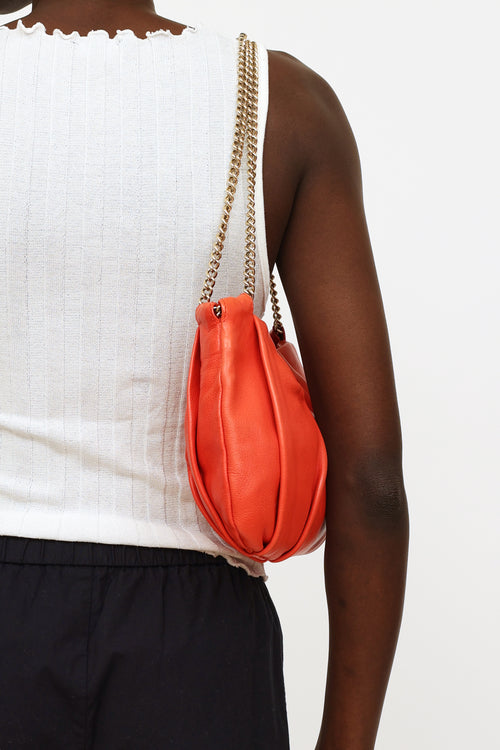 Christian Louboutin Orange Leather Chain Shoulder Bag