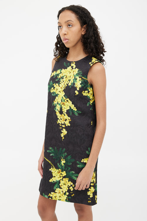 Dolce 
Gabbana Black 
Yellow Floral Shift Dress